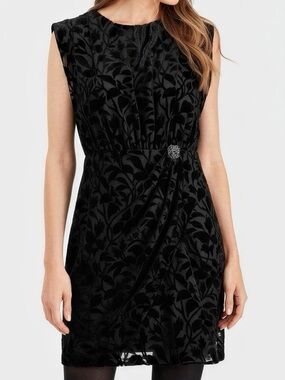 NWT New THE KOOPLES Burnout Velvet Mini Dress Black 1 XS S